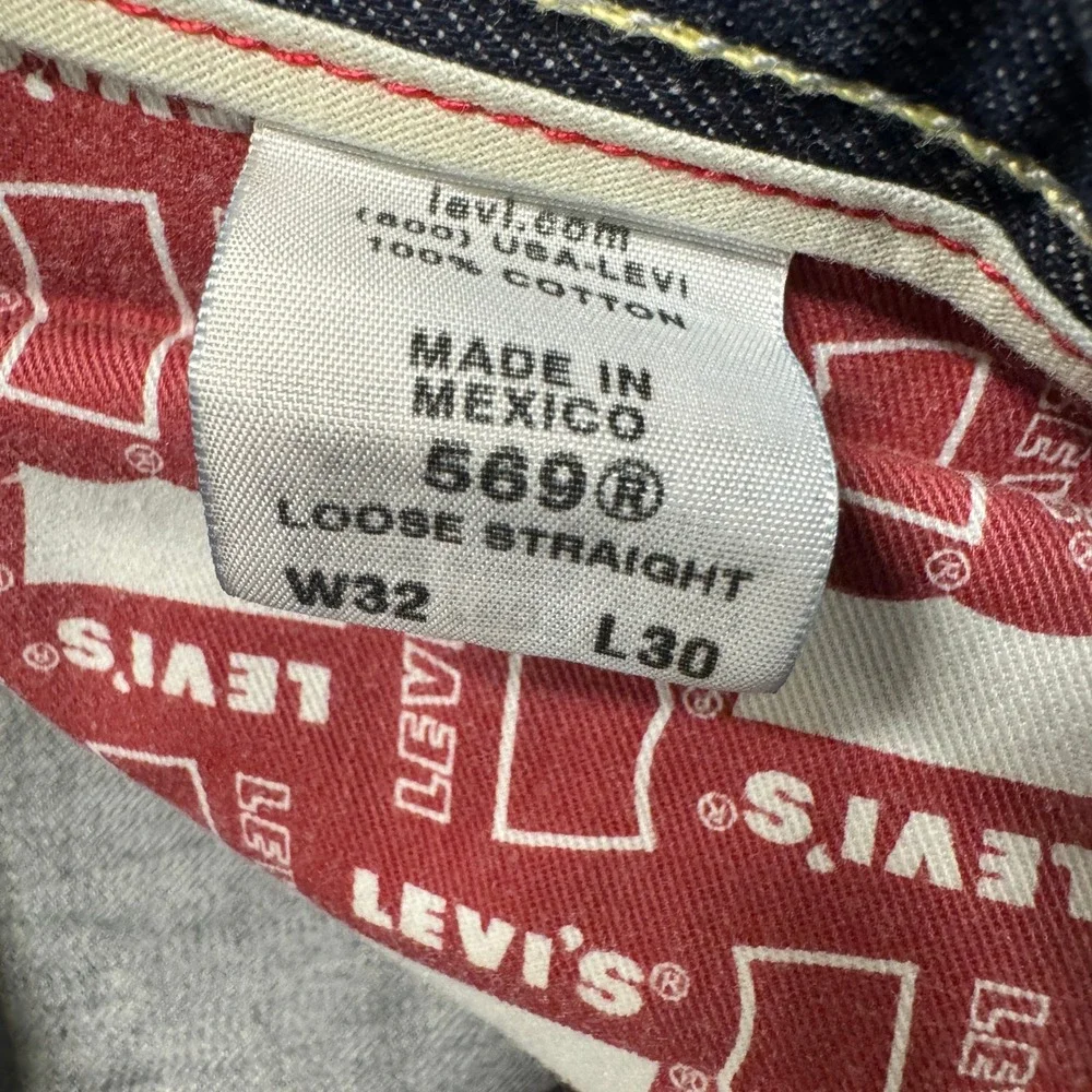 Levi's 569 Jeans Mens 32x30 Loose Straight Blue Denim Flap Pockets Classic
